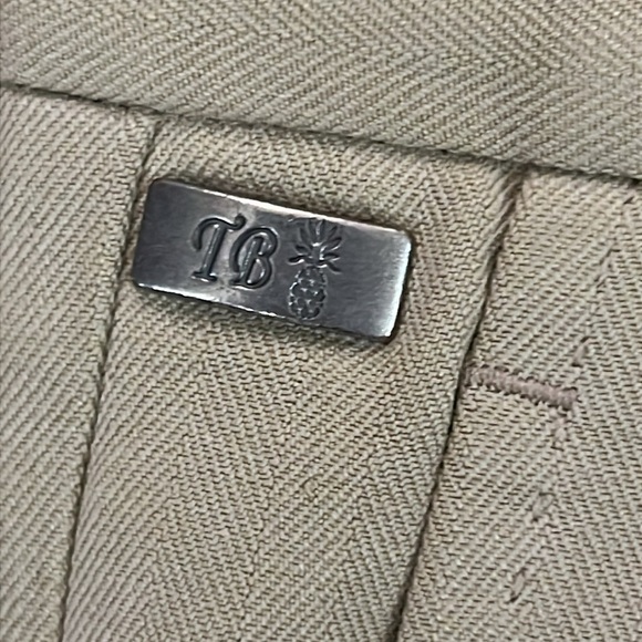 Tommy Bahama Silk Blend Pleated Pants Tan/Beige Herringbone Straight Leg 40x32 - Picture 4 of 10